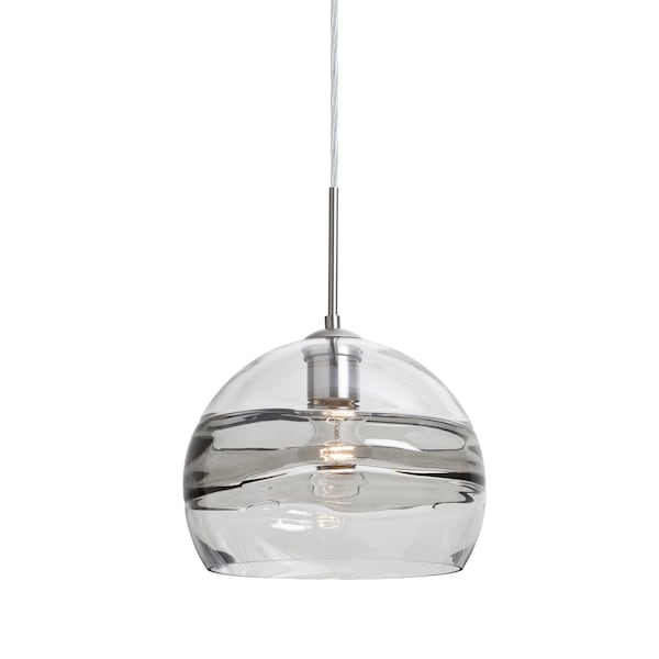 Besa Lighting Spirit 10 Cord Pendant, Clear/Smoke, Satin Nickel, 1x60W Incandescent 1JT-SPIR10SC-SN - main